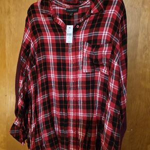 Lane Bryant Red and Black Plaid Shirt